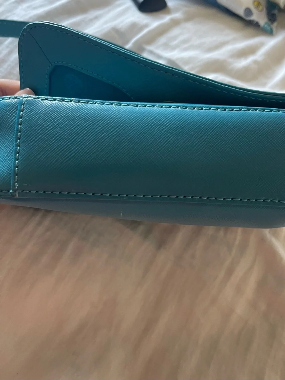 Tory Burch Turquoise Leather Crossbody with Gold Chain